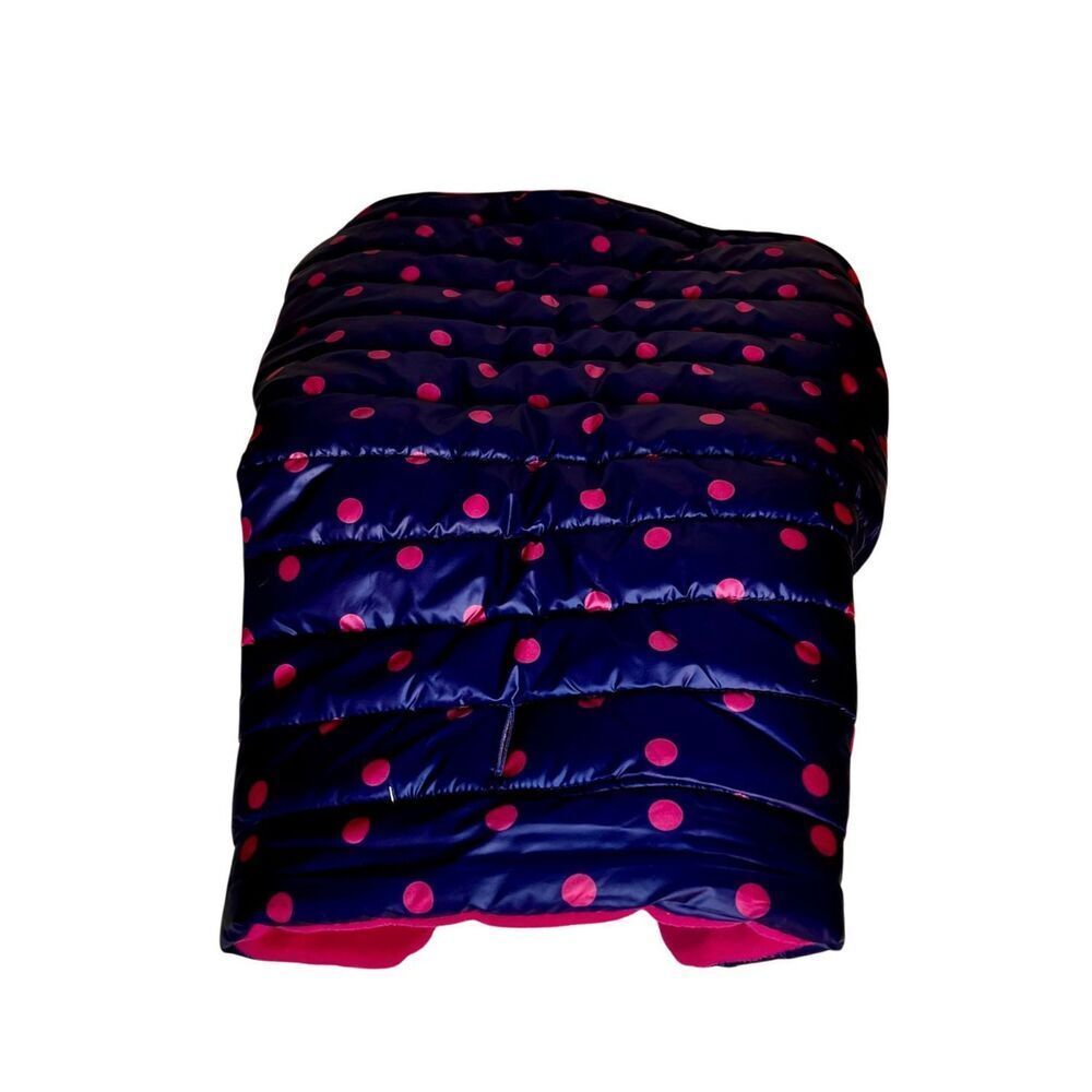 TopPaw Dog Puffer Fleeced Line Jacket Blue & Pink Polka Dots Size XL